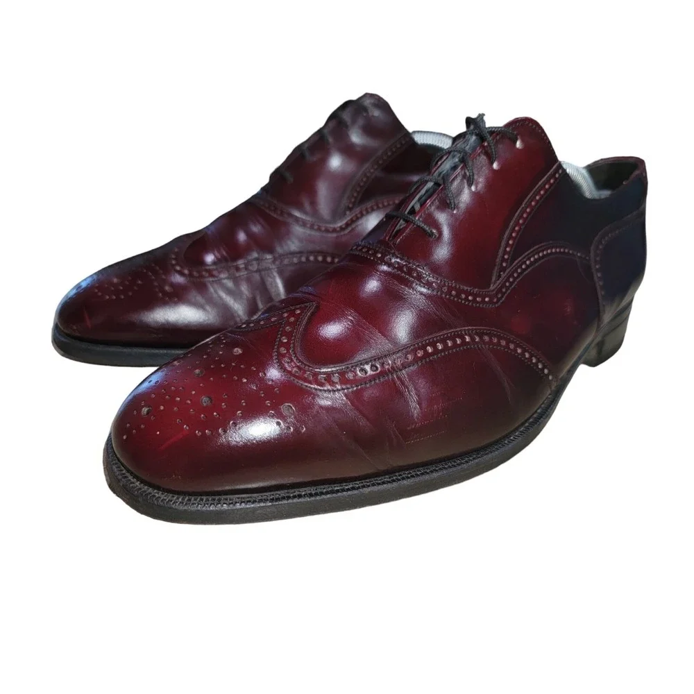 Florsheim Lexington Men's Burgundy Leather Wingtip‎ Oxford Dress Shoes Sz 10.5 E